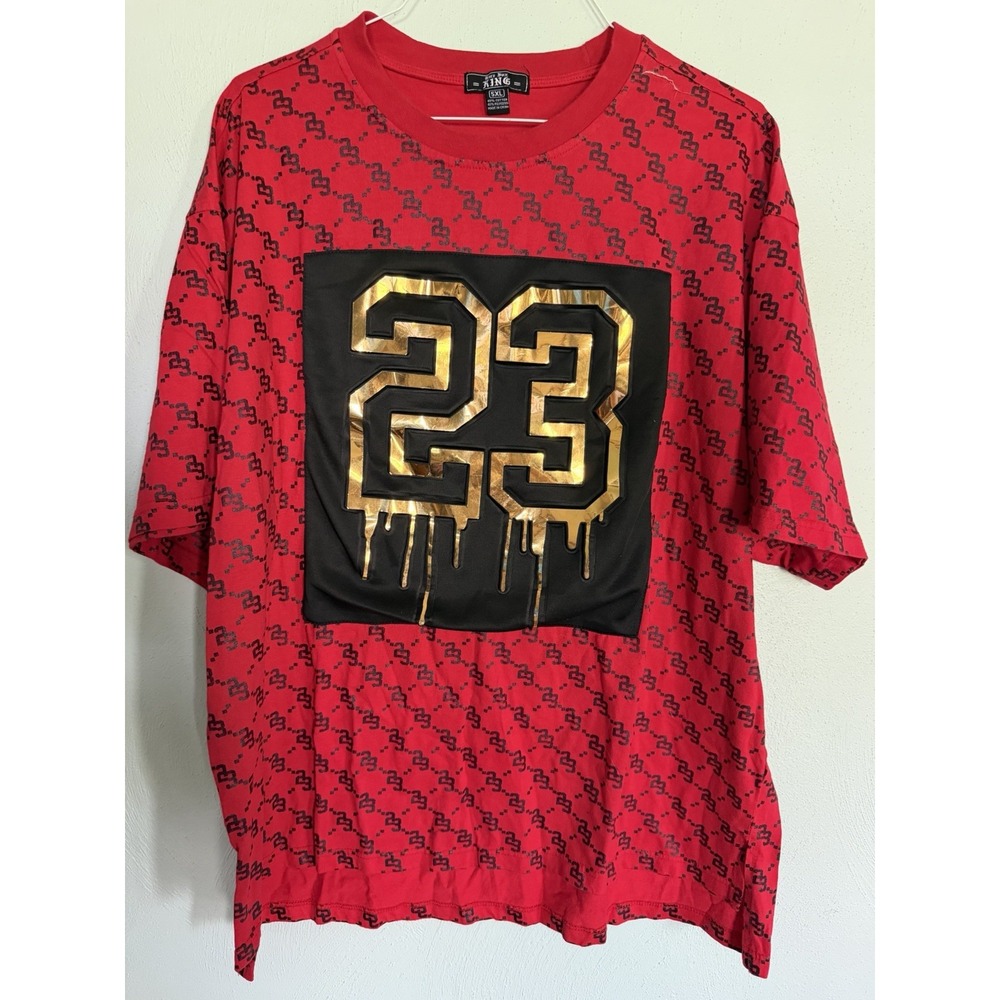 Bare Fox Y2K King crew neck T-shirt AOP graphic metallic gold 23 Jordan Sz 5XL